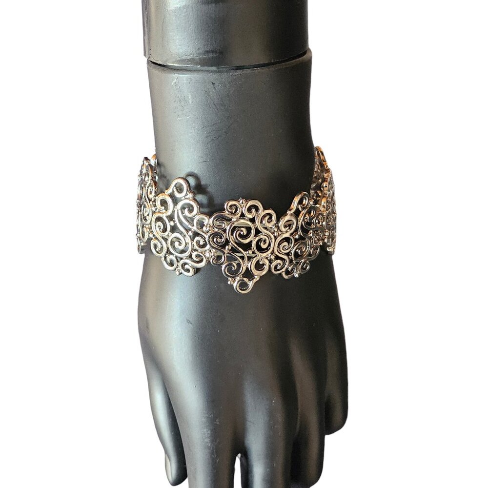 Silver Filigree Stretch Bracelet - Picture 2 of 5
